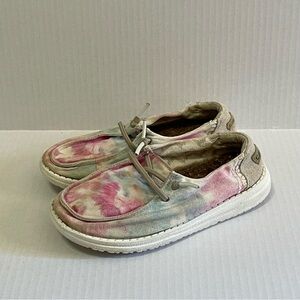 Hey Dude Wendy Youth Boho Mandala Tie Dye Shoes Pink Blue Kids Girls Sz K12
